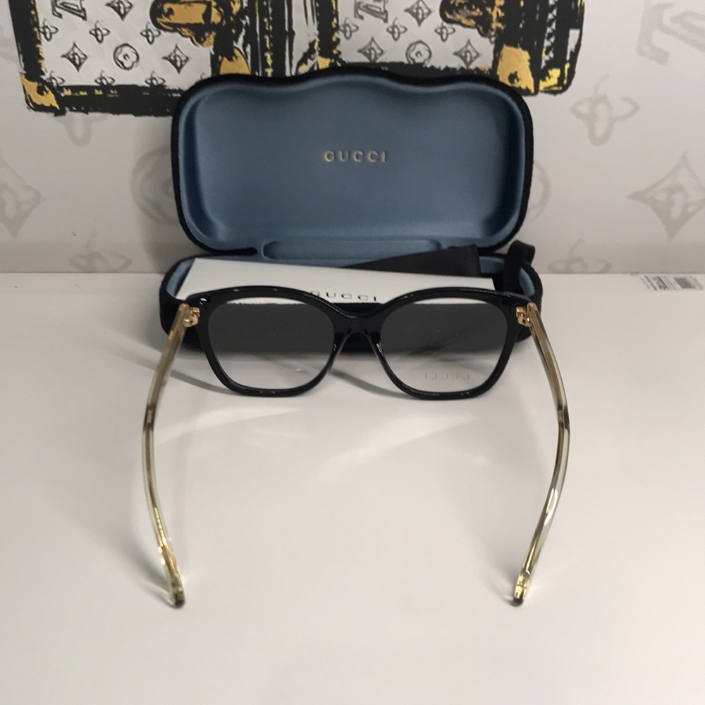 ✨ Luxury New Authentic Gucci GG0566O 001 Black Square Eyeglasses ✨ - Picture 7 of 13